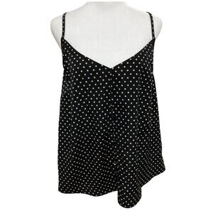 nwt Sanctuary Satin Polka-dot Cami Tank Top size 1X New Black w/ Cream Dots